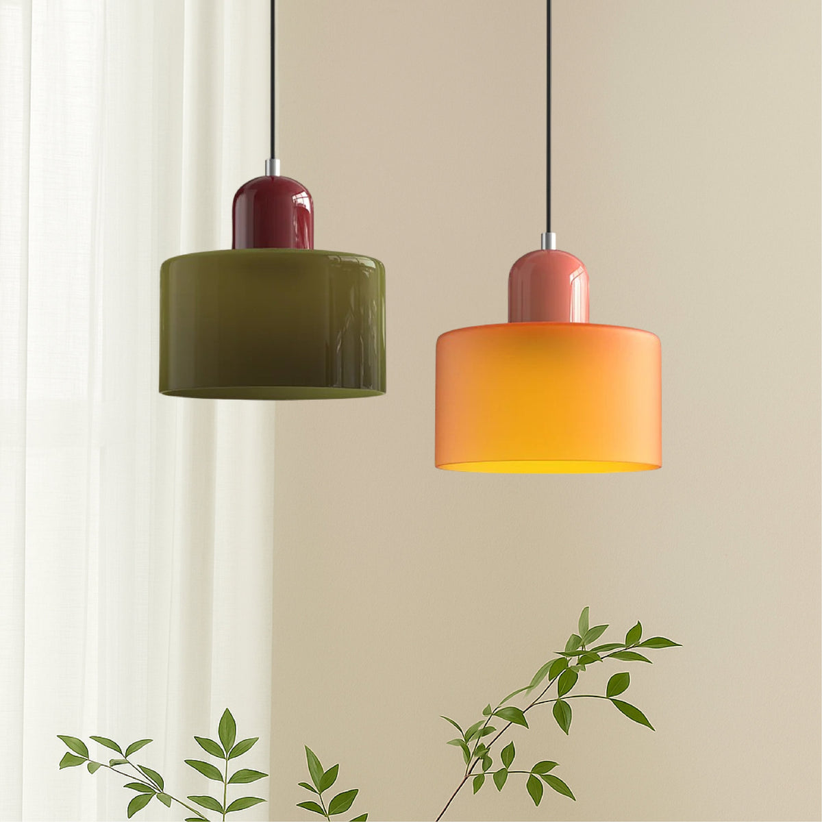 Retro Glass Pendant Light Cylinder Dome Shade View 43