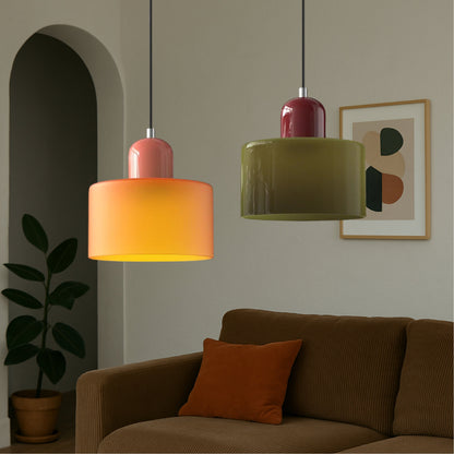 Retro Glass Pendant Light Cylinder Dome Shade View 46
