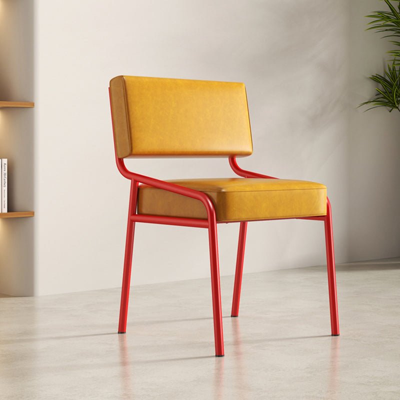 Retro Oil-Waxed Leather Dining Chair Curved Rail Angle
