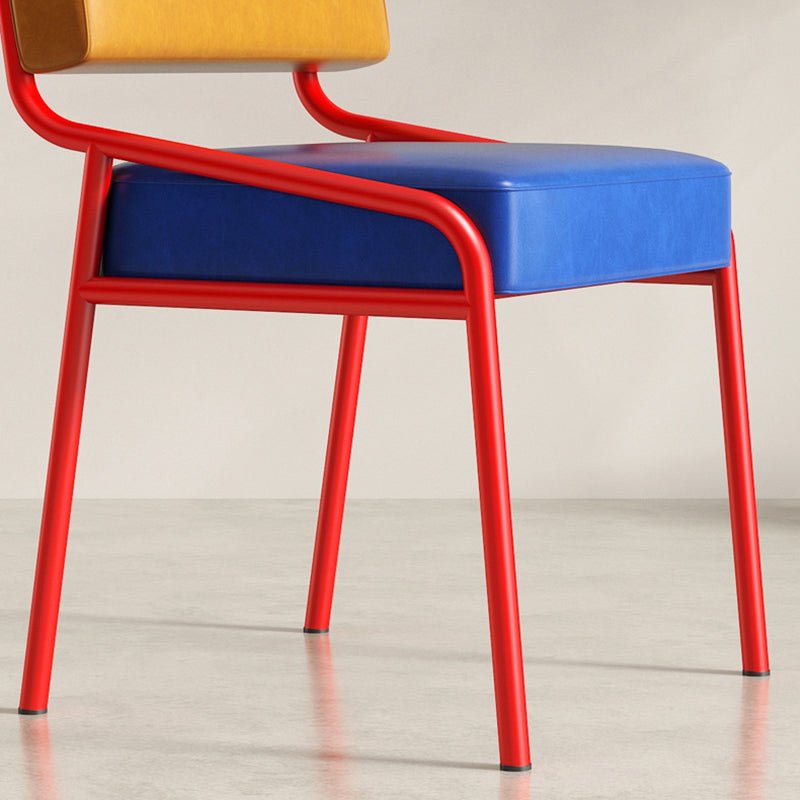 Retro Oil-Waxed Leather Dining Chair Curved Rail Back