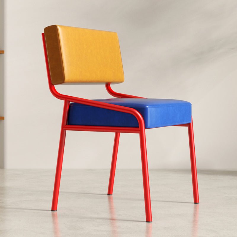 Retro Oil-Waxed Leather Dining Chair Curved Rail Detail