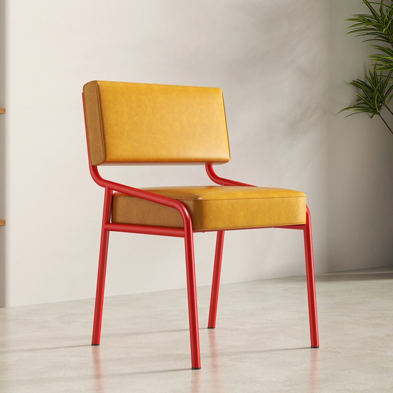 Retro Oil-Waxed Leather Dining Chair Curved Rail View 12