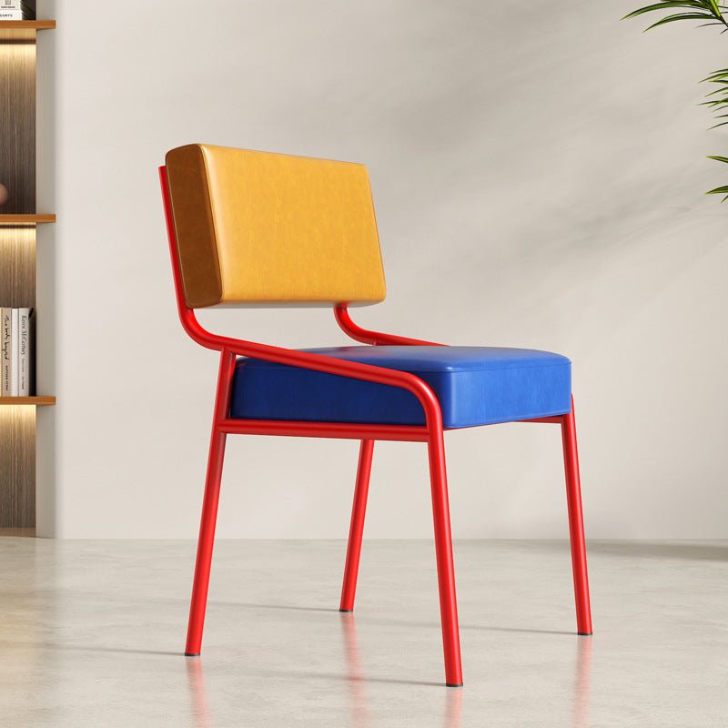 Retro Oil-Waxed Leather Dining Chair Curved Rail View 16