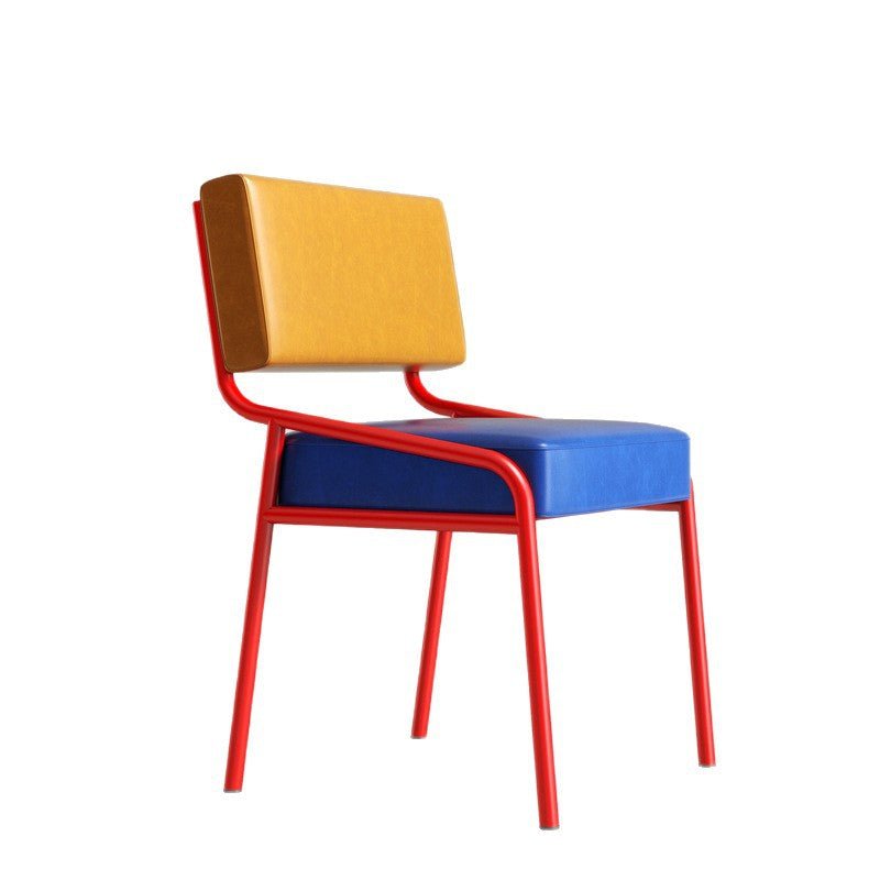 Retro Oil-Waxed Leather Dining Chair Curved Rail View 20