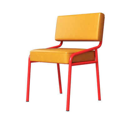 Retro Oil-Waxed Leather Dining Chair Curved Rail View 21