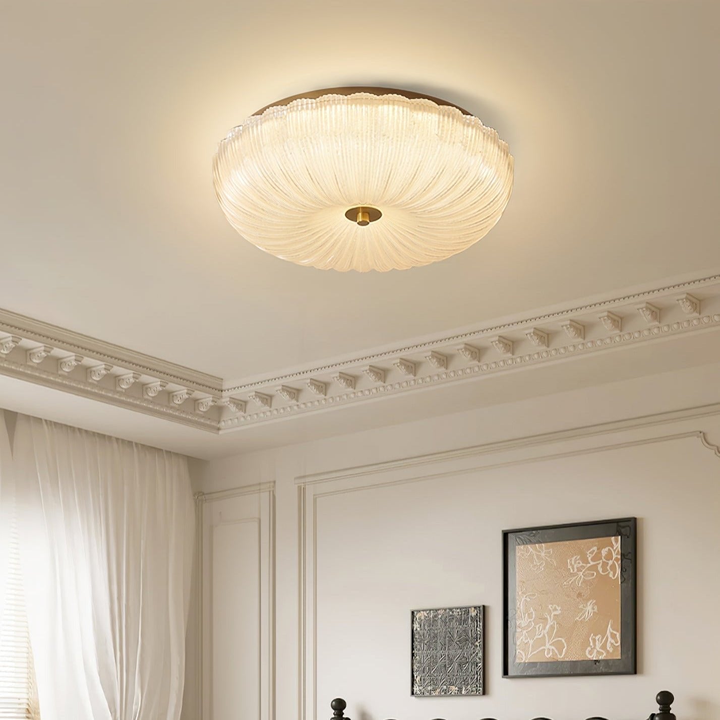 Ripple Glass Flush Mount Ceiling Light Scalloped Alternate