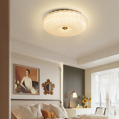 Ripple Glass Flush Mount Ceiling Light Scalloped Full