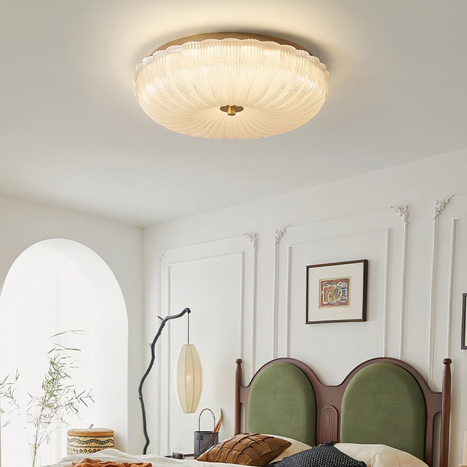 Ripple Glass Flush Mount Ceiling Light Scalloped Lifestyle
