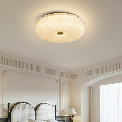 Ripple Glass Flush Mount Ceiling Light Scalloped Side