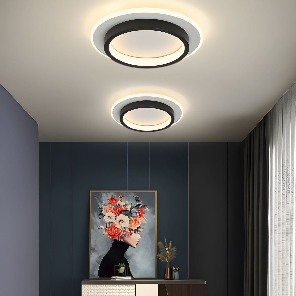 Round Metal Acrylic LED Hallway Ceiling Lights Angle
