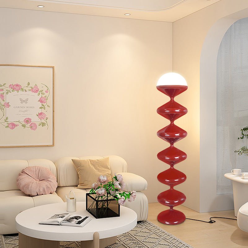 Scandinavian Acrylic Cream Standing Floor Lamp Stacked Hourglass Alternate