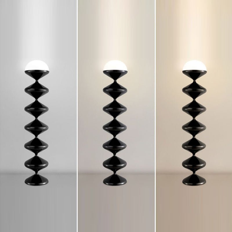 Scandinavian Acrylic Cream Standing Floor Lamp Stacked Hourglass Angle