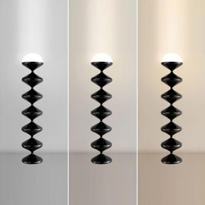 Scandinavian Acrylic Cream Standing Floor Lamp Stacked Hourglass Angle