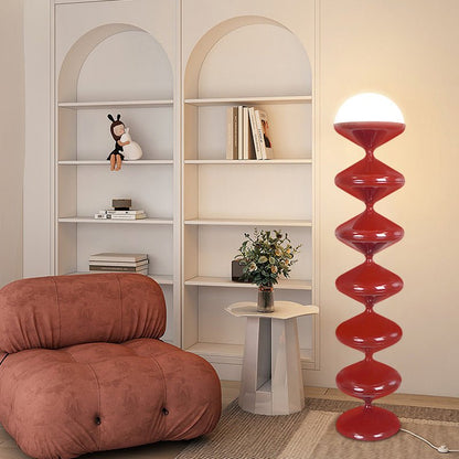 Scandinavian Acrylic Cream Standing Floor Lamp Stacked Hourglass Front
