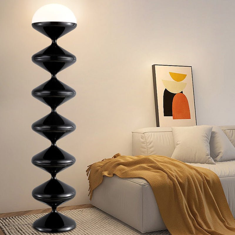 Scandinavian Acrylic Cream Standing Floor Lamp Stacked Hourglass Full