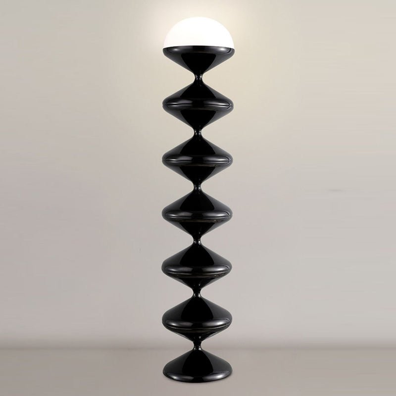 Scandinavian Acrylic Cream Standing Floor Lamp Stacked Hourglass View 14