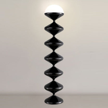 Scandinavian Acrylic Cream Standing Floor Lamp Stacked Hourglass View 14