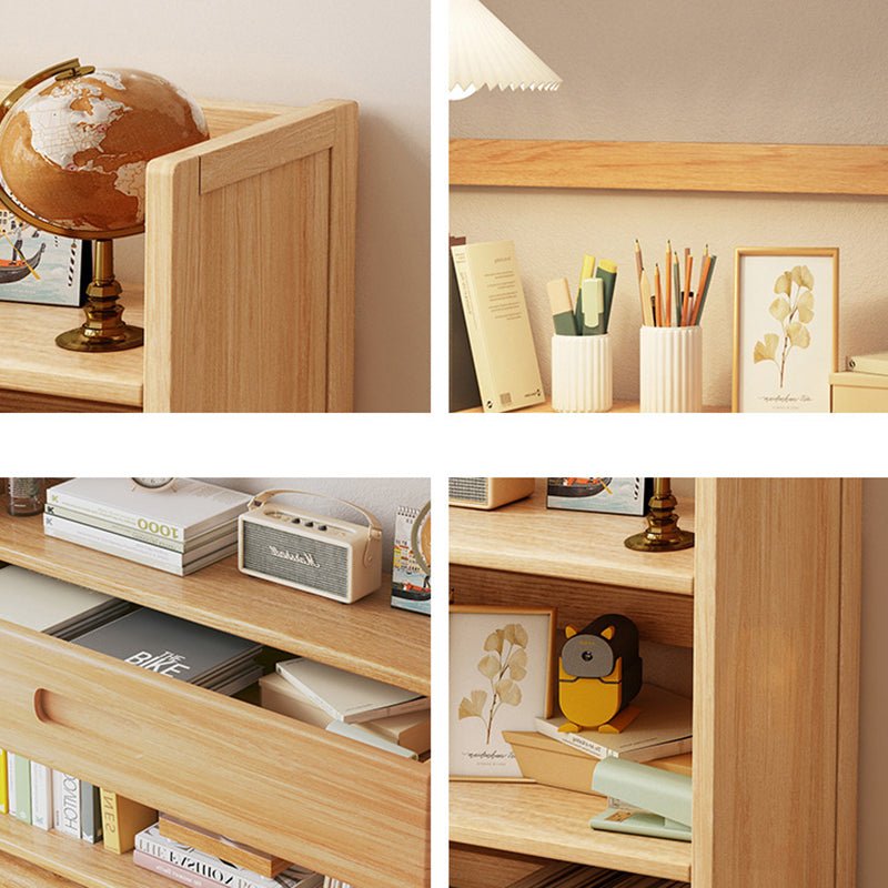 Scandinavian Bamboo Storage Bookshelf Raised Side Panel View 18