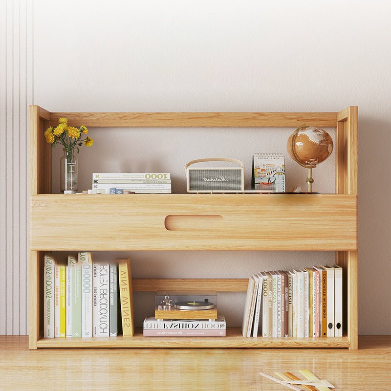 Scandinavian Bamboo Storage Bookshelf Raised Side Panel View 25