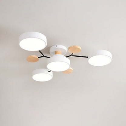 Scandinavian LED Semi-Flush Ceiling Light Branch Molecule Full