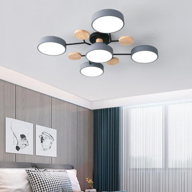Scandinavian LED Semi-Flush Ceiling Light Branch Molecule Side