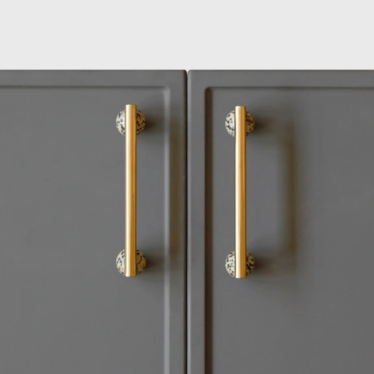Scandinavian Marble Pull Bar Brass Sphere Tip Alternate