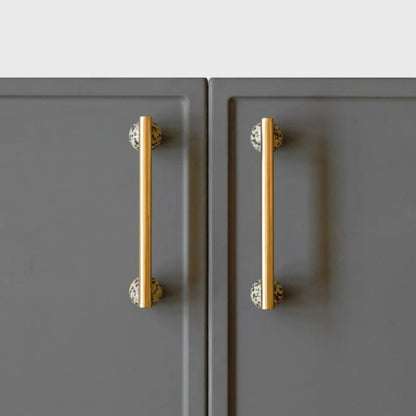 Scandinavian Marble Pull Bar Brass Sphere Tip Alternate