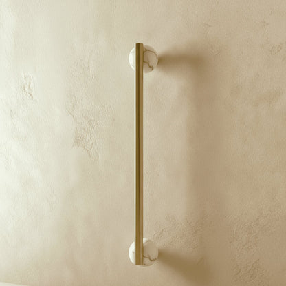 Scandinavian Marble Pull Bar Brass Sphere Tip Back