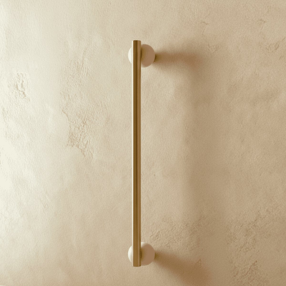 Scandinavian Marble Pull Bar Brass Sphere Tip Front