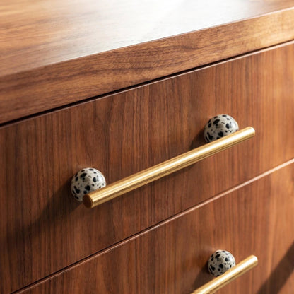 Scandinavian Marble Pull Bar Brass Sphere Tip Full