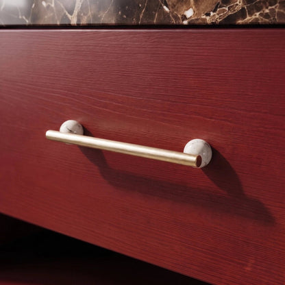 Scandinavian Marble Pull Bar Brass Sphere Tip Lifestyle