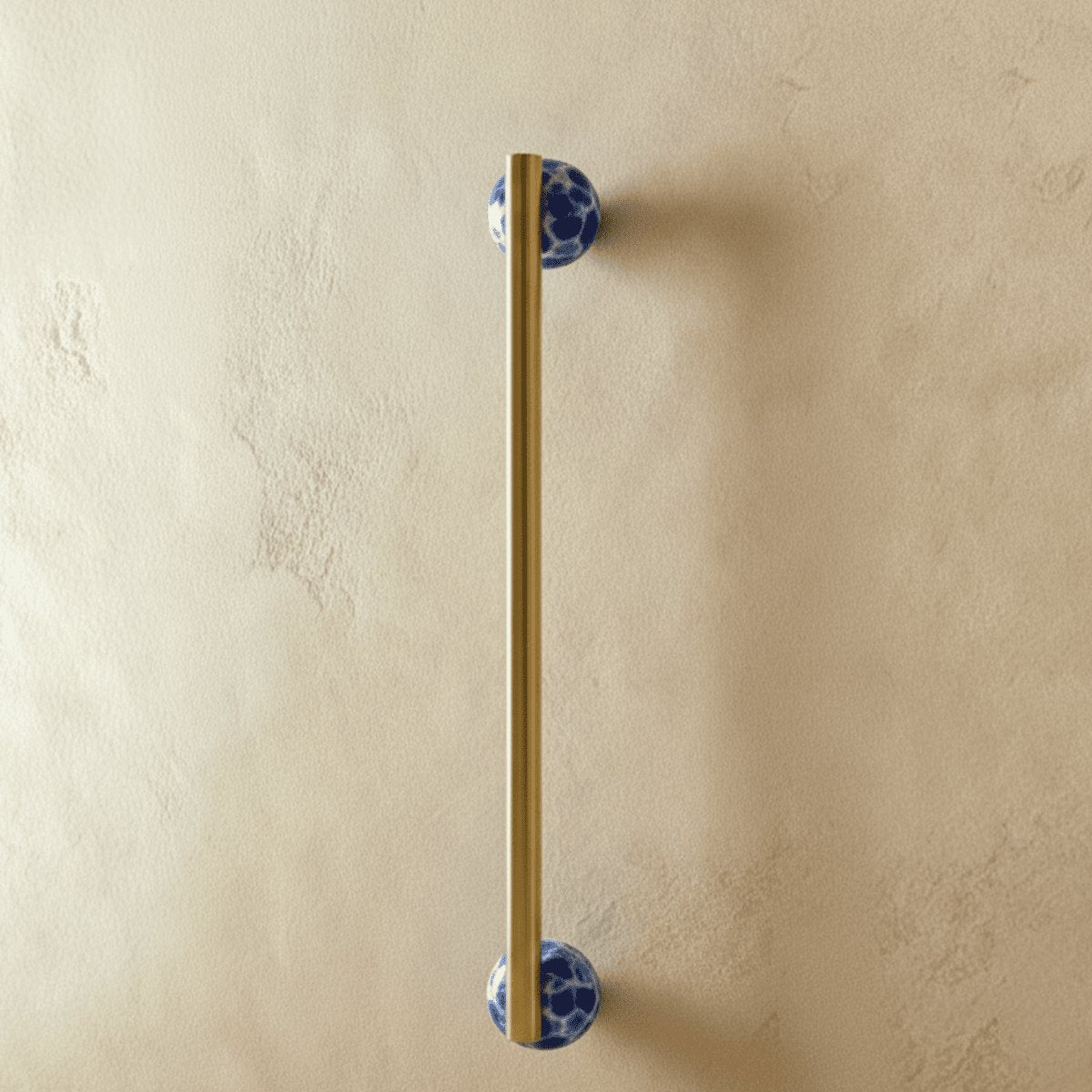 Scandinavian Marble Pull Bar Brass Sphere Tip Side