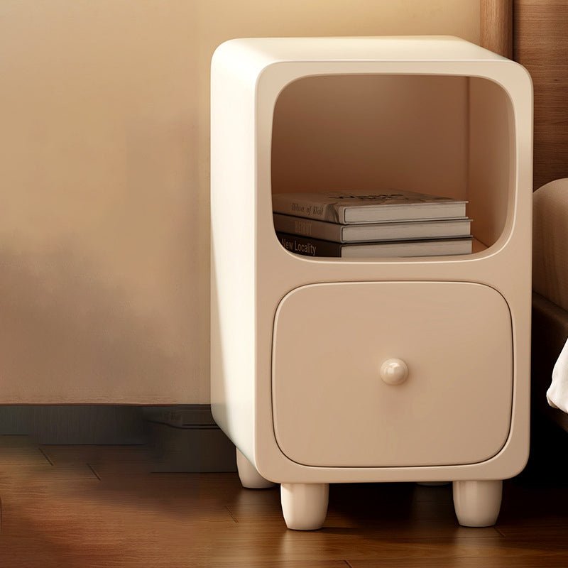 Scandinavian MDF Ultra-Slim Nightstand Rounded Cube Detail