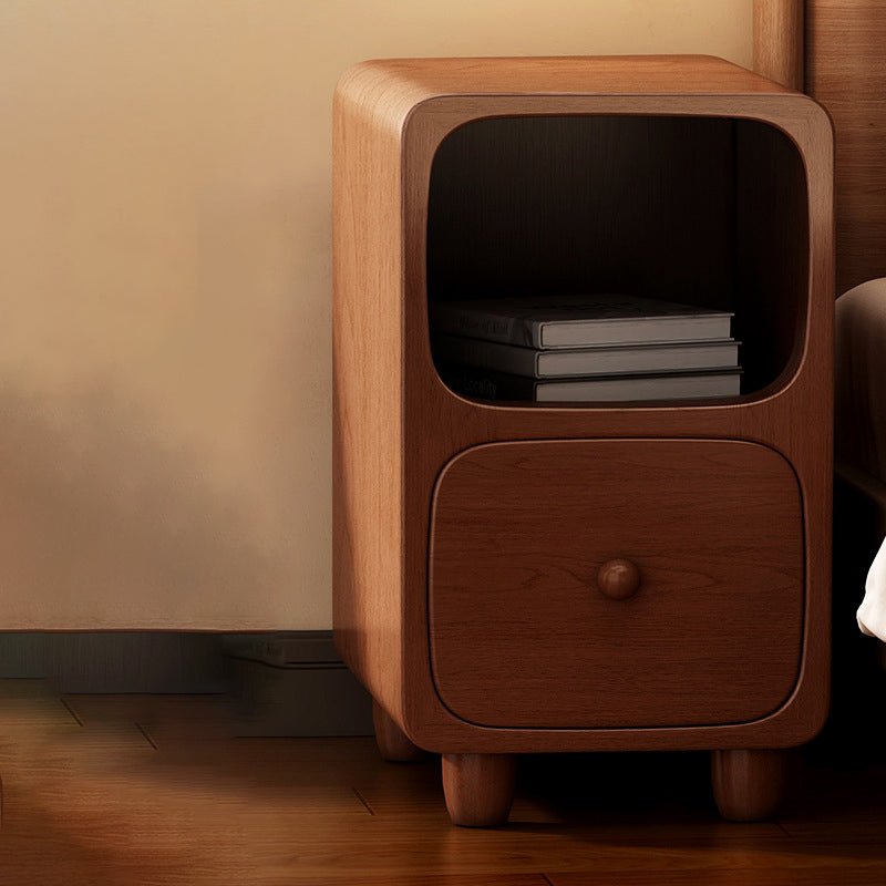 Scandinavian MDF Ultra-Slim Nightstand Rounded Cube Front
