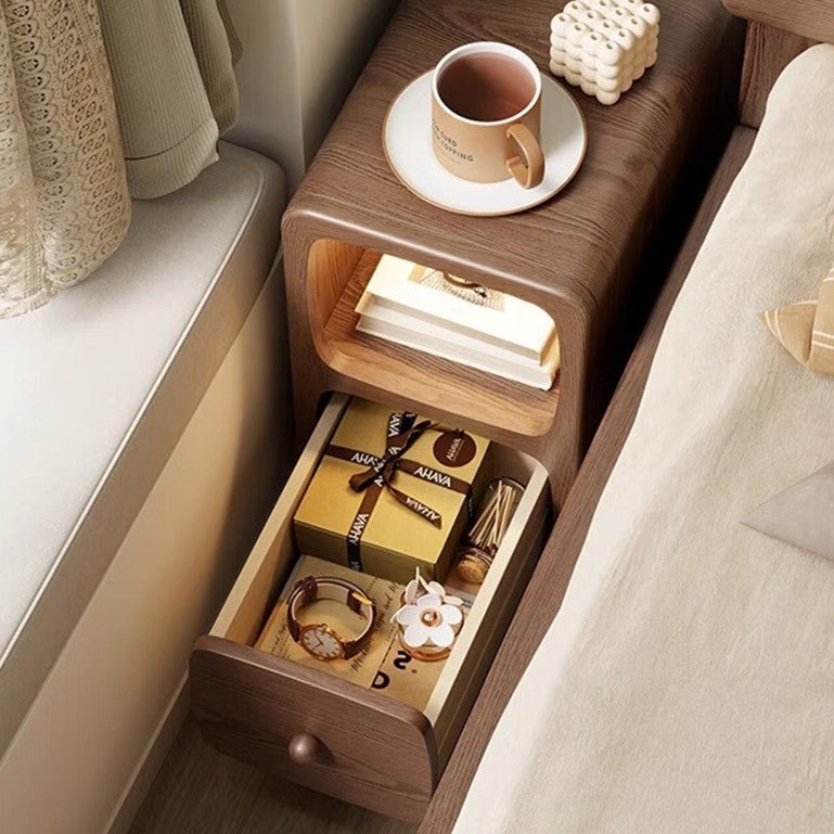 Scandinavian MDF Ultra-Slim Nightstand Rounded Cube Full