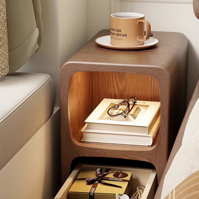 Scandinavian MDF Ultra-Slim Nightstand Rounded Cube Lifestyle