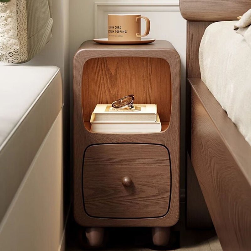 Scandinavian MDF Ultra-Slim Nightstand Rounded Cube View 11