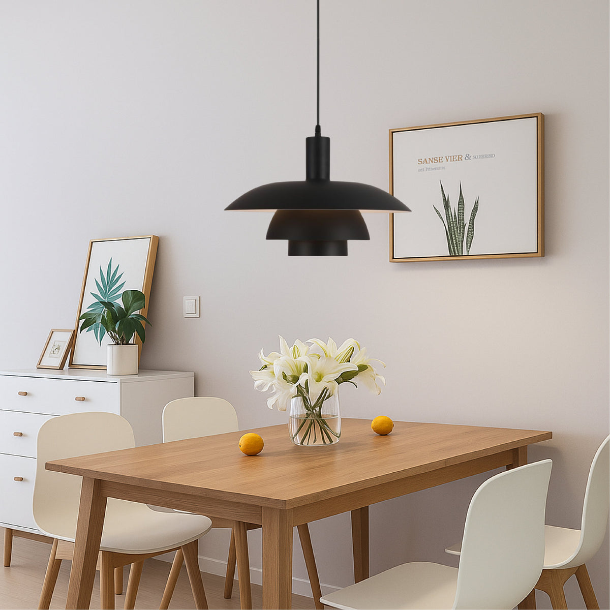 Scandinavian Metal Pendant Light Scandi Cone Tiered Shade Alternate
