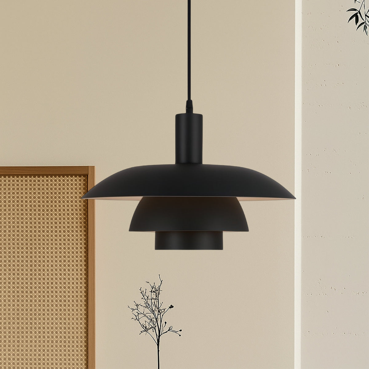 Scandinavian Metal Pendant Light Scandi Cone Tiered Shade Detail