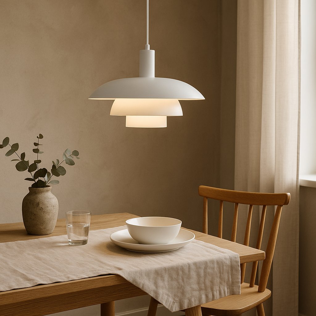Scandinavian Metal Pendant Light Scandi Cone Tiered Shade Side