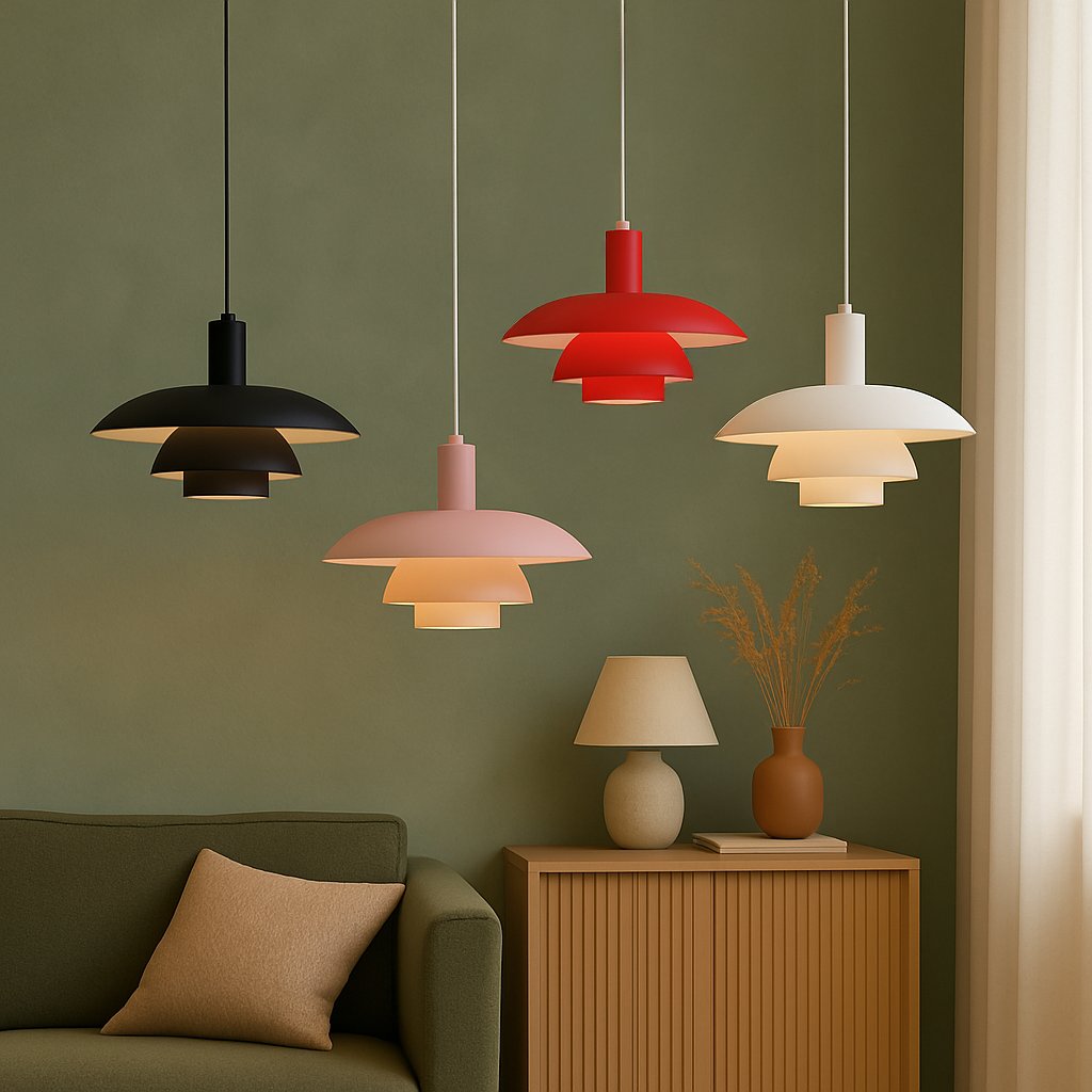 Scandinavian Metal Pendant Light Scandi Cone Tiered Shade View 13
