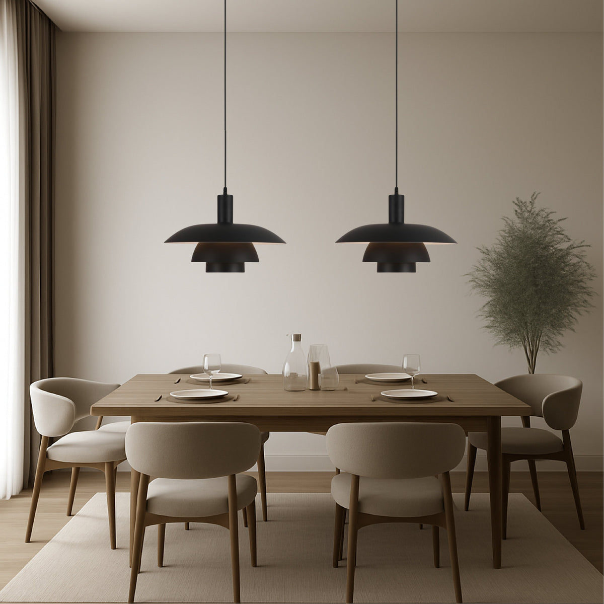 Scandinavian Metal Pendant Light Scandi Cone Tiered Shade View 15