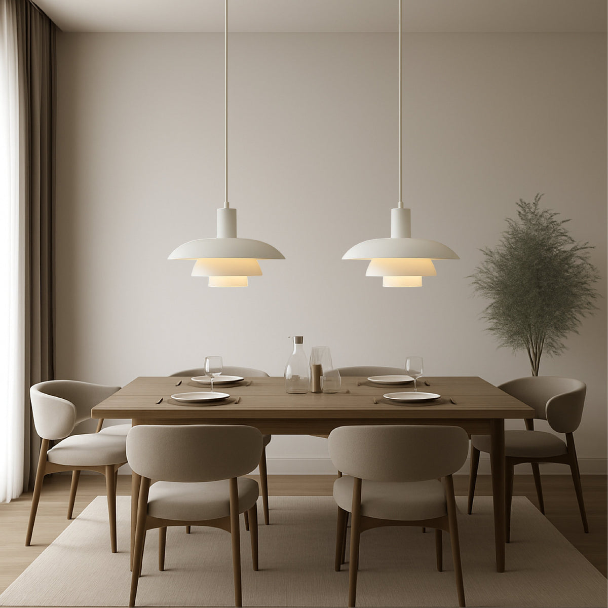 Scandinavian Metal Pendant Light Scandi Cone Tiered Shade View 17