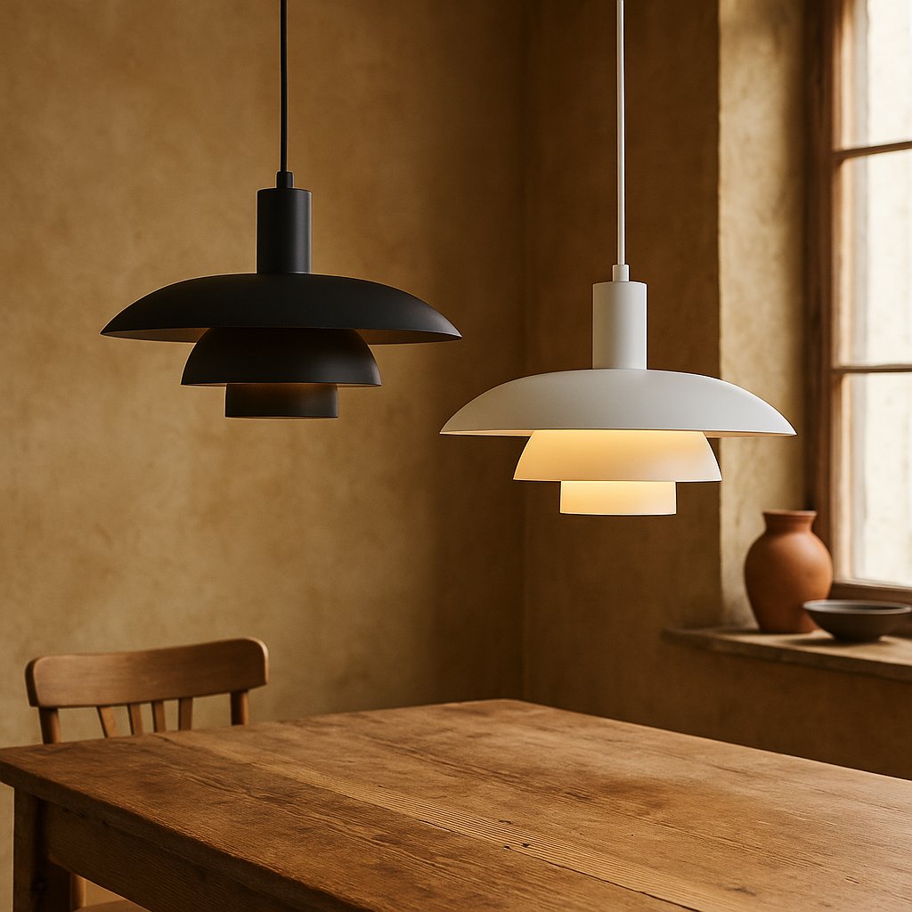 Scandinavian Metal Pendant Light Scandi Cone Tiered Shade View 18