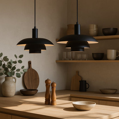 Scandinavian Metal Pendant Light Scandi Cone Tiered Shade View 19
