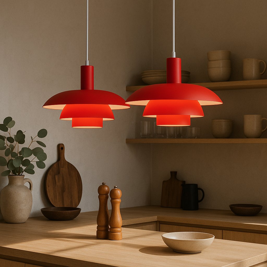 Scandinavian Metal Pendant Light Scandi Cone Tiered Shade View 21