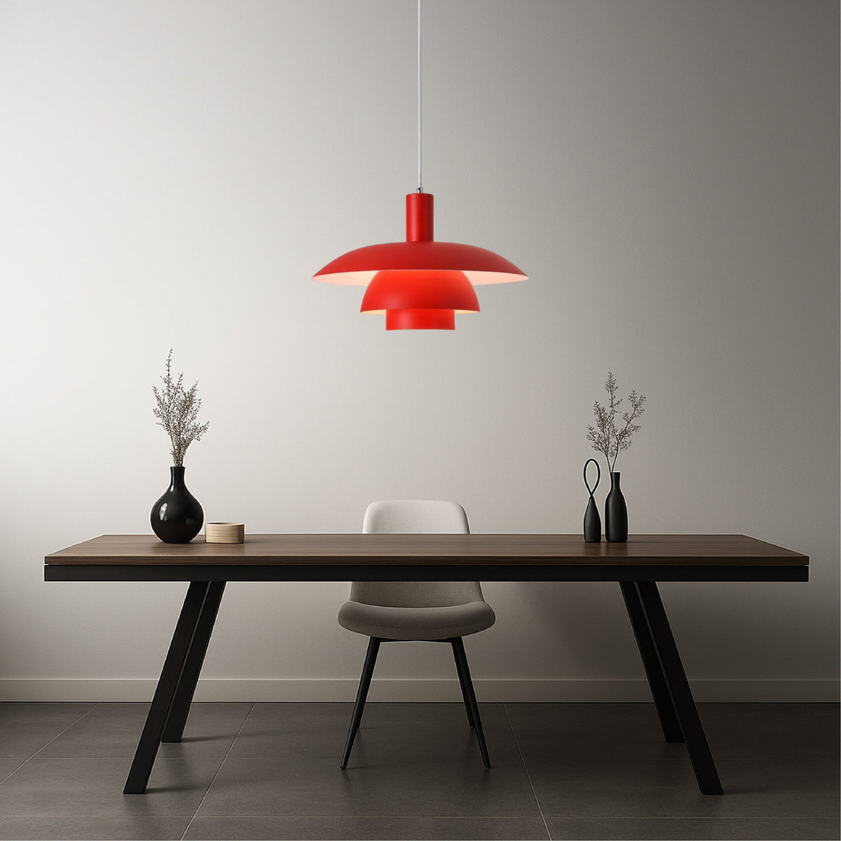 Scandinavian Metal Pendant Light Scandi Cone Tiered Shade View 22