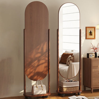 Scandinavian Plywood Full Length Mirror Storage Shelf Arched Angle