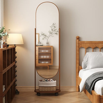 Scandinavian Plywood Full Length Mirror Storage Shelf Arched Full