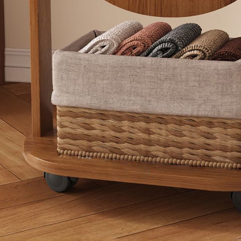 Scandinavian Plywood Full Length Mirror Storage Shelf Arched Side